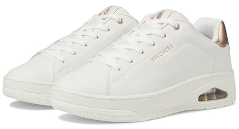 Skechers Damen Courted Air UNO Court, White Leather/Rose Gold Duraleather, 41 EU