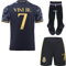 BlackAzat 2023/2024 Madrid Auswärts #7 Vini Jr. Vinicius Football Fußball Kinder Trikot Shorts Socken Set Jugendgrößen (Navy,24)