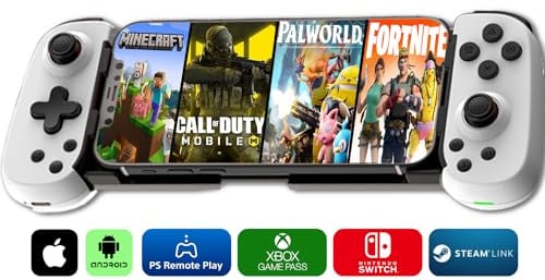 MAJESTECH D6 Phone Game Controller for iPhone/Android/Switch [2025 NEWEST] Play COD, PALWORLD, Xbox, Playstation, Emulators, PC | Mobile Gaming Controller, Bluetooth Controller Wireless Gamepad, White