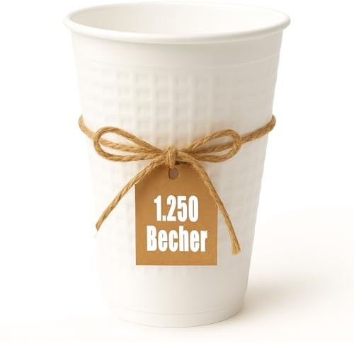PLS GROUP® 1250x Glühweinbecher 200ml/250ml | Einweg Glühwein Becher Styropor | Hitzebeständiger Thermobecher 0,25L | Trinkbecher Heißgetränkebecher geschäumtes PP