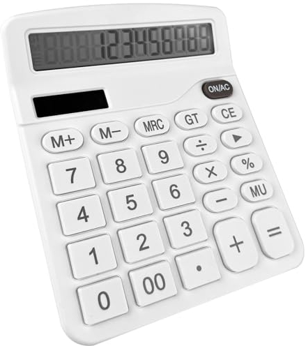 Newaner Taschenrechner, Tischrechner mit 12-Stelligem Großem LCD-Display, Mini Taschenrechner Standard Funktion für Büro, Zuhause und Schule, Tischtaschenrechner mit Großem Tasten, Weiß