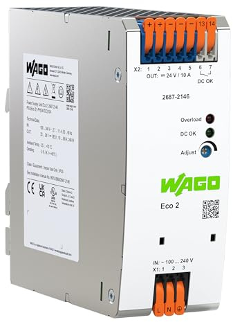 WAGO Compact Stromversorgung ECO 2687-2146 | 1-phasig, Power supply, Hutschienen-Netzteil (DIN-Rail), DC 24 V, 10 A, DC-OK-Kontakt