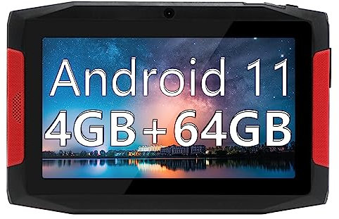 haipky 7 Inch Quad Core Android 11.0 Tablet PC, 4GB RAM+64GB ROM, Dual Cameras, 1024x600 HD Screen, WiFi, Bluetooth, Gift for Kids & Adults (Black)