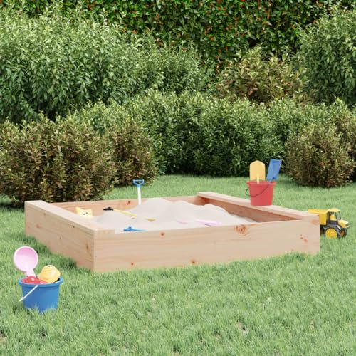 Tidyard Sandkasten mit Sitzen Sandkiste aus Holz Sandbox Quadratisch Massivholz Kiefer