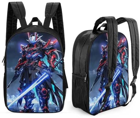 XJmoney Mecha-Krieger-Rucksäcke, Kinderrucksäcke, doppelseitige Schultasche, 3D-gedruckter Kinderschulrucksack, modischer Reiserucksack für Kinder, Grundschule, Mittelschule, 17 Zoll
