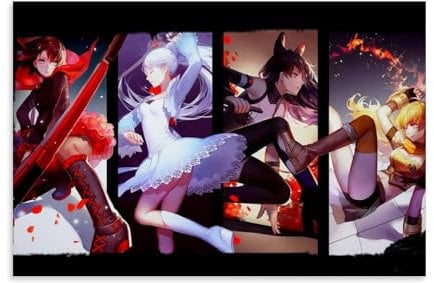 LUJKYT Rwby Action-Animationsposter, Vintage-Kunst, Raumdekoration, ästhetisch für Schlafzimmer, Wohnzimmer, Wände, ästhetisches Poster, 30 x 45 cm, ungerahmter Stil