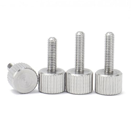 AYYSSM 2/10 Stück M2 M2.5 M3 M4 M5 M6 M8 304 Edelstahl Rändelschraube, glatt, flach, metrisch, Rändelkopf, manuelle Einstellschraube, 5–30 mm(M2x4mm 5pcs)