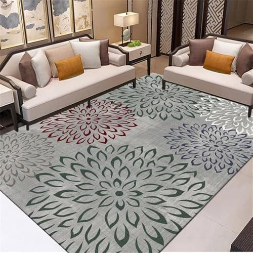 ROSURUG Tischdeko Teppiche Für Wohnzimmer Blumenmuster Design Wohnzimmer Teppich Schallabsorption Komfort Schutz Boden Home Accessories(blau 200X290cm)