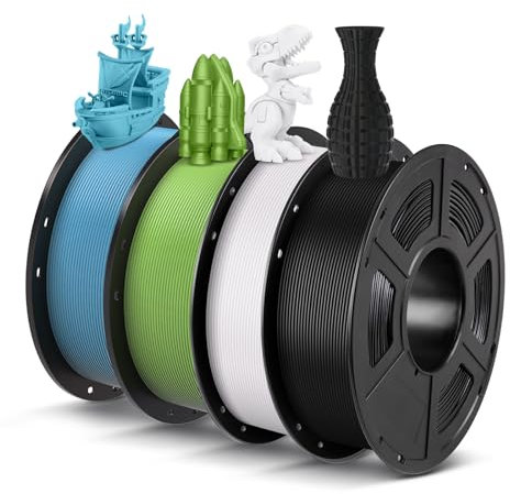 ANYCUBIC PLA Filamento per Stampante 3D, Filamento di Identificazione Intelligente, Bobina Rimovibile e Riutilizzabile, Dimensioni +/- 0,02 mm, Nero+Bianco+Tropical Turquoise+Spring Leaf, 4KG
