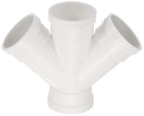 PATIKIL Double Wye Duct Splitter, 2 to 2 (Socket x Socket x Spigot) PVC Adapter Pipe Fitting Duct Pipe Connector for Air Ventilation Exhaust DWV (Drain, Waste and Vent), White