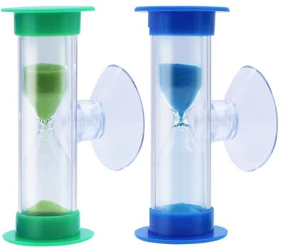 AIMEKE 2 Stück Sanduhr 3 Minuten, Sanduhr Zähneputzen Kinder mit Saugnapf, Sand Timer Sanduhren Set für Kinder Zahnputzuhr Küchen Klassenzimmern Zuhause Zeitmanagement (Grün+Blau)