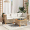 IKAYAA Gartensofa 3-Sitzer Balkon Couch Lounge Sofa Balkon Lounge Klein Balkonmöbel Rattansofa Outdoor Sitzbank Gartenmöbel Set Beige und Weiß