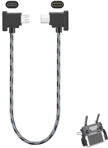 AHRLIC Cavo da tipo C a micro USB per telecomando DJI da 30 cm, cavo USB C ad angolo retto compatibile con DJI Mavic Mini SE, Mini 2 Pro Zoom, Mavic Pro Platinum, cavo di sincronizzazione dati a