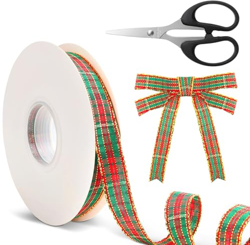 YICH Dekoband Weihnachten Geschenkband mit Goldkante