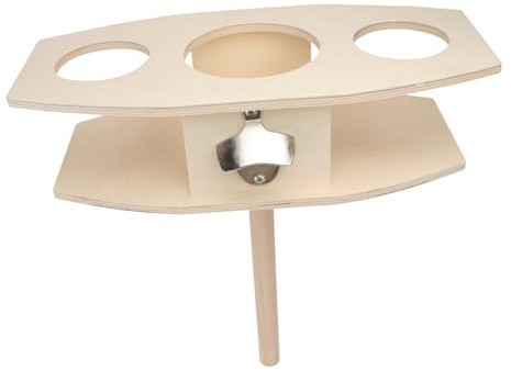 STOBAZA 1pezzi Portabottiglie Vino Da Esterno in Legno Naturale Porta Bicchiere e Birra Da Inserire Nel Terreno Facile Da Montare e Smontare Per Picnic Spiagge e Feste All Aperto