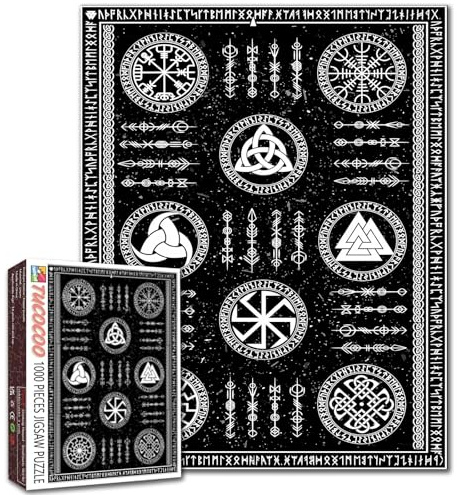 Nordic Vikings Valknut Puzzle, 1000 Teile, keltische Rune, skandinavisches Puzzle für Erwachsene, einfaches Familienpuzzle, DIY-Bastelpuzzle, Stressabbau, Spielabende, Kunst, Heimdekoration, Geschenk