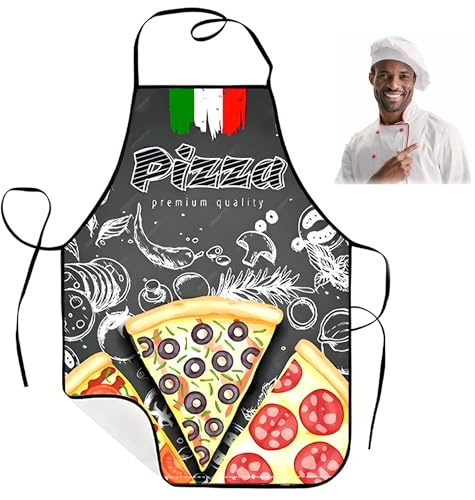 Ltsbaed 1 Stück Pizza Schürze, Lustige Küchenschürze, Schürze für Herren, Italienischer Stil Grillschürze Für Männer, Für Damen Und Herren, für Köche, Kellner, Backen
