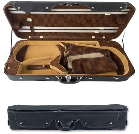 MJMLUCK Doppelkoffer für Violine und Bratsche, 4/4, mit Notentasche, 15–16,5 Zoll, für 2 Stück, robust, wasserdicht (Koffer für Violine und Bratsche) (Koffer für Violine und Bratsche)