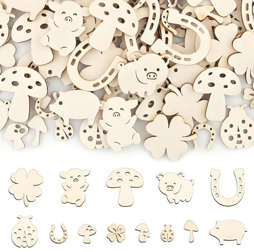 200 Stück kleine Glücksbringer Anhänger – Mini Glücksbringer Holz Deko, Silvester Glücksbringer 2026 für Geschenke, Tischdeko & Glücksbringer Neujahr für Kinder