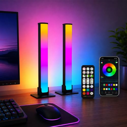FUPT LED Lightbar, RGB IC LED Light Bars Gaming Lamp Sync with Music and APP Control, USB Charging, TV Backlight Ambient Lamp for Gaming, PC, TV, Room Decor Gaming Accessories [2 Pieces]