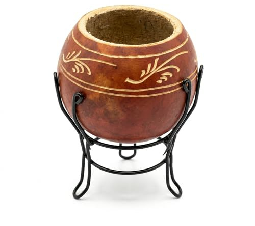 HERENCIA GAUCHA - Mate Argentino de Calabaza Natural con soporte posamate de Acero, Mate Argentino, Yerba mate.