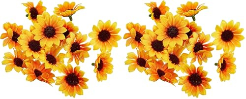 Glorex 6 3803 593 - Fiori di Girasole, Artificiali, Dimensioni Circa 30-35 mm, 15 Pezzi, per Decorare, Come Decorazione sparsa (Confezione da 2)