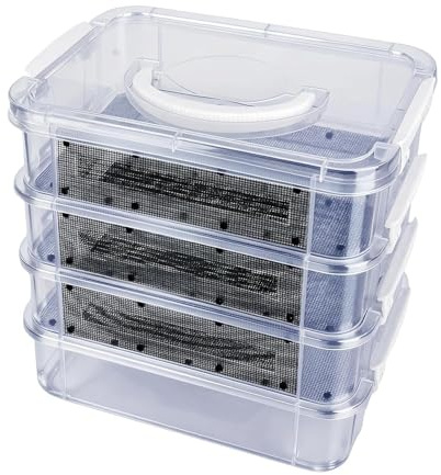 Contenitore per Alimentazione Tenebrio Kit Habitat in Mesh a 4 | Struttura per la coltivazione di della farina per Ragni, Insetti, , Polli, Lucertole, Drago Barbuto, Rane