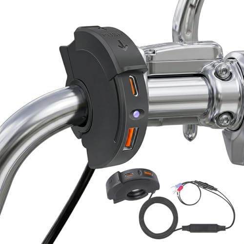 DAHJSD Motorrad USB Ladegerät für Suzuki Best 125 2016-2023, Doppelport USB-C PD 30W QC3.0 Schnellladung SAE auf USB Adapter mit Schutz für Moto Beachbikes