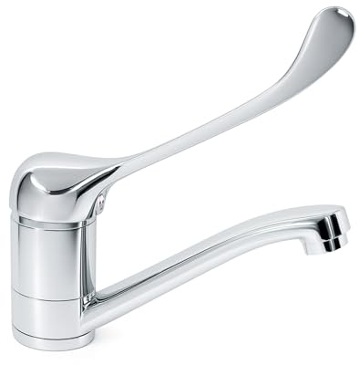 Niederdruck Hygienearmatur Waschtischarmatur Waschbecken Wasserhahn mit langem Hebel, Einhebelmischer für Arztpraxen, Klinik und Labor