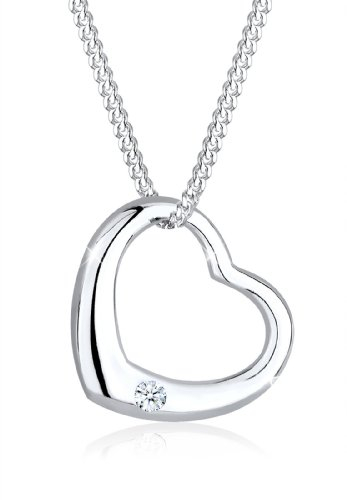 Elli DIAMONDS Halskette Damen Herz Anhänger mit Diamant (0.03 ct.) in 925 Sterling Silber