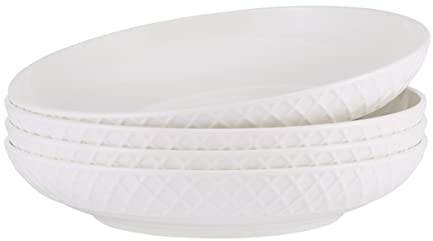 Mikasa Spalier Pastaschüssel-Set, Knochenporzellan, leicht, splitterfest, 20,3 cm, 1050 ml, Weiß, 4 Stück