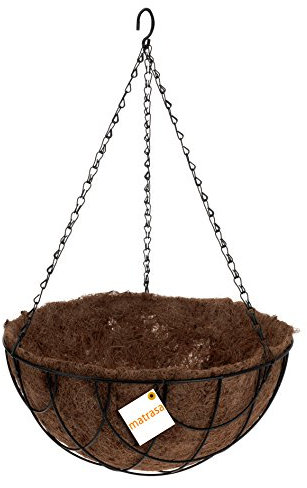 Blumenampel rund mit Kokosfaser Matte - Hängekorb - Pflanzenampel Blumenhalter