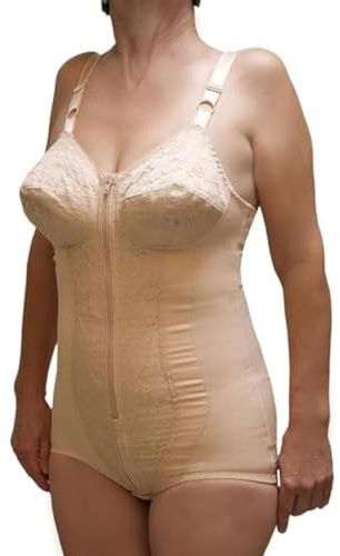 BODYPERFECT Body Contenitivo Donna con Coppe C/D Guaina Modellante con Ganci e Cerniera Frontale, Sostegno Schiena e Addome, Effetto Snellente, Made in Italy
