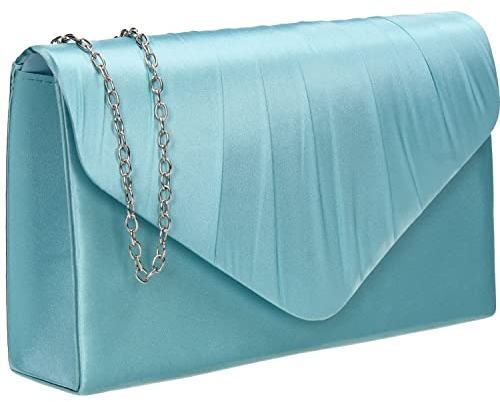 SwankySwans Chantel Damen-Clutch, Satin, Party, Abschlussball, Hochzeit, Abend, Clutch, mint, Einheitsgröße