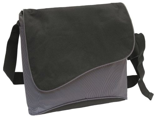 Masters Computer Messenger Bag Nylon Flap-over with Padded Laptop Section Black and Grey Ref 2386