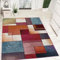 Paco Home Designer Teppich Modern Bunt Karo Muster Multicolour Türkis Grün Fuchsia Meliert, Grösse:60x100 cm
