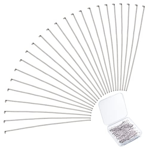 PH PandaHall Environ 168pcs Acier Inoxydable Plat Clous Tête de Fil 50x0.6mm Tiges Boucles d'oreille pour la Fabrication de Bijoux de Pendentif de Boucle d'oreille
