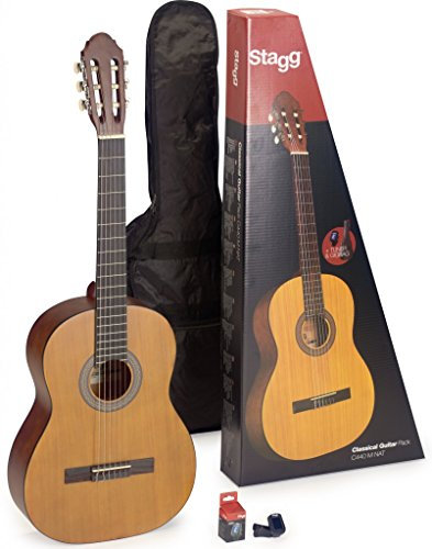 Stagg C440 Klassische Gitarre – Schwarz Gitarren-Set Volle Größe natur