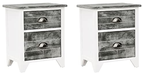 vidaXL 2X Nachttisch 2 Schubladen Nachtschrank Nachtkonsole Nachtschränkchen