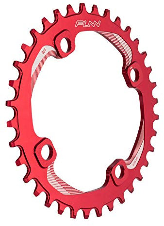 FUNN Solo Narrow Wide Kettenblatt für 9 10 11 12 Gang Kette, passend für Kurbelgarnitur mit 104mm BCD Schnittstelle, Einzelgeschwindigkeits-Kettenblatt (36 Zähne, Rot)
