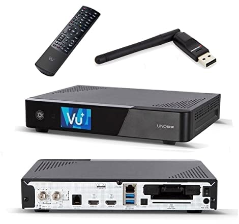 Vu+ UNO 4K SE 1x DVB-S2 FBC Sat Receiver Twin Tuner PVR Ready Linux Satellitenreceiver UHD TV Receiver Satelliten-Fernsehen mit WLAN-Stick