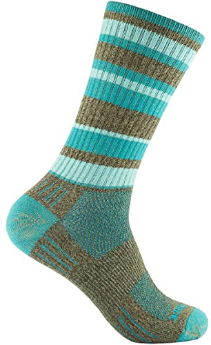 Wrightsock Damen Adventure Crew Socke, Brown-Teal, M