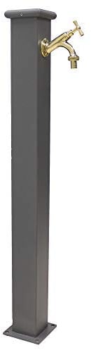 FONDERIA BONGIOVANNI Fuente de columna modelo Olimpia de acero con grifo de latón pulido 303L para exterior casa jardín color gris hierro fundido