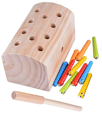 Xrten Magnetisch Fang Insekten Spiel Holzspielzeug,Kinder Pädagogische Montessori Spielzeug Holz Spielzeug