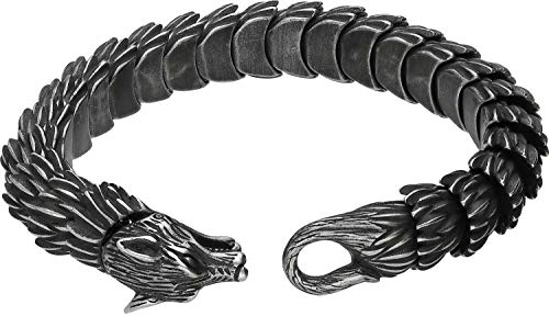 FILANGO Chirurgenstahl Armband WOLF Ringverschluss Herren Damen Schmuck grau silberfarben