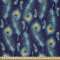 ABAKUHAUS Pfau Stoff als Meterware, Pfau-Vogel-Federn, Microfaser Multi Zweck Dekostoff für Kunsthandwerke, 3M (230x300cm), Marineblau Orange und Aqua
