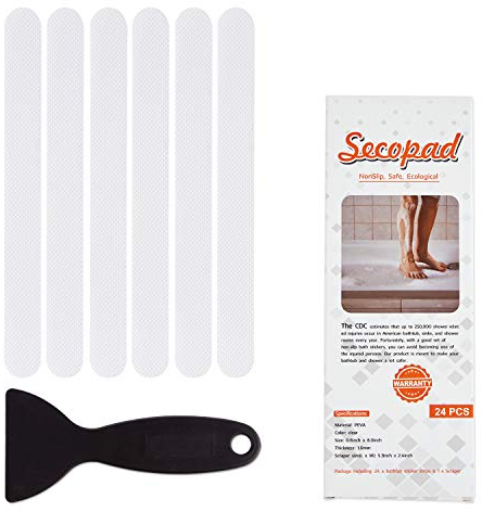 Secopad Calcomanías de Seguridad Antideslizantes para la Ducha con raspador (Blanco)