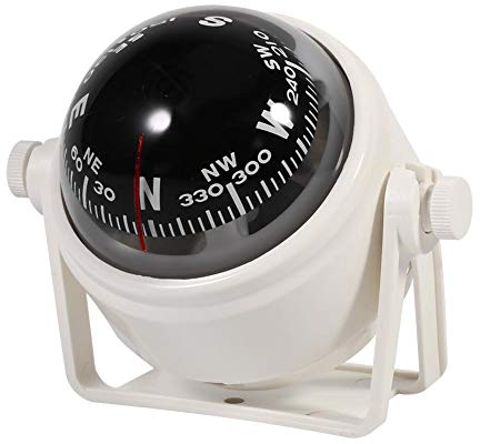 Compas de Navigation pour Bateau Support de Boussole de Voiture Direction de Tableau de Bord de Navigation Marine Etanche pour Bateau Camion Caravane(Blanc)