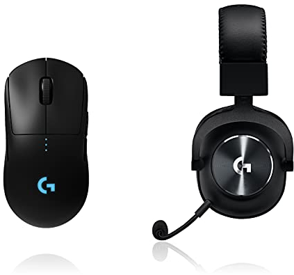 Logitech G PRO Wireless Gaming-Maus, HERO 16000 DPI Sensor, USB-Anschluss + Logitech G PRO X Gaming-Headset (2. Generation) mit Blue VOICE, DTS Headphone:X 7.1, PRO-G 50 mm Lautsprechern, Schwarz