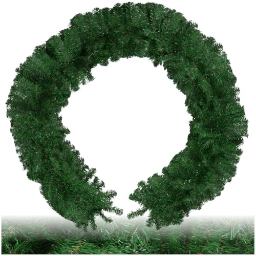 tectake® Ghirlanda Natalizia 270 cm, Ghirlanda Porta Ingresso Casa, Addobbi Natalizi, Decorazioni di Natale, Festone Natalizio Pieghevole, Rami di Pino, Casa, Porta, Camino, Scale, Finestra - Verde